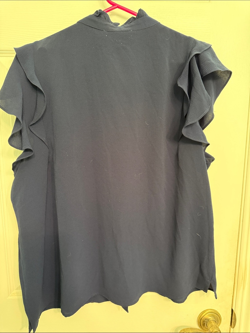CeCe Navy Ruffle Sleeve Button-Front Blouse - Picture 6 of 6